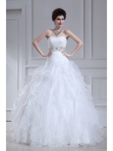 2014 Spring Beautiful A-line Sweetheart Floor-lengthWedding Dress with Ruffles and Appliques