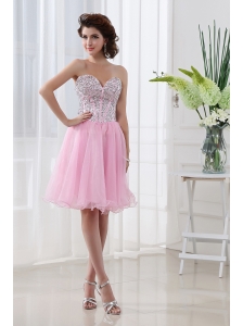 Baby Pink A-line Beautiful Sweetheart Organza Prom Dress