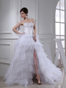 Elegant Princess Ruffled Layers and Appliques Wedding Dress with Sweetheart