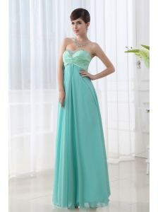 Empire Apple Green Sweetheart Backless Beading Prom Dress