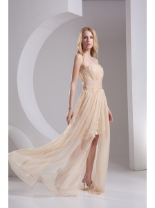 Empire Champagne Strapless Chiffon Prom Dress with Ruching