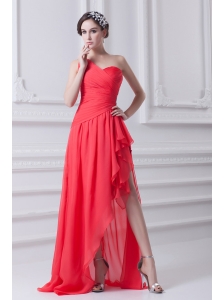 One Shoulder Asymmetrical Prom Dress with Ruching and Beading