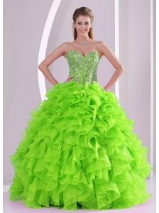 Beading Ball Gown Sweetheart Green Quinceanera Dresses 2014 summer