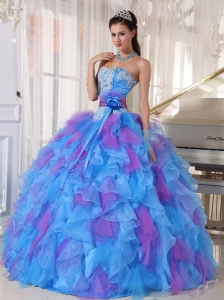 Sweetheart Appliques and Ruffles Organza 2013 Quinceanera Dress
