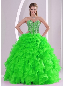 Ball Gown Ruffles and Beading 2013 winter Sweet 16 Dresses with Lace up