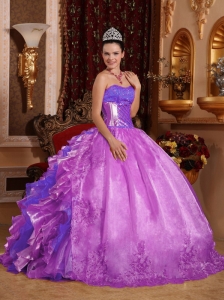 Ball Gown Strapless Ruffles and Beading Lilac 2014 Perfect Quinceanera Dresses
