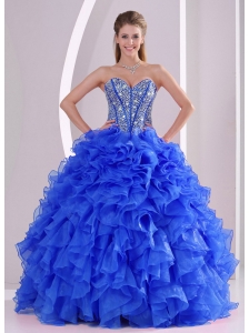 Royal Blue Sweetheart Ruffles and Beaded Decorate Cute Quinceanera Dresses On Sale