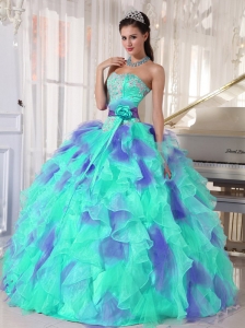 Ruffles and Appliques Floor-length Perfect Quinceanera Dresses with Organza