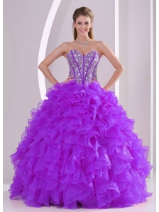2014 Sweetheart Luxurious Popular Quinceanera Dresses with Ruffles and Beaded Decorate