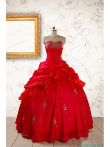 2015 Beautiful Beading Sweetheart Quinceanera Dress in Red