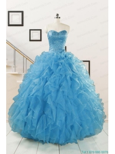 Hot Sell Beaded Quinceanera Dresses Ruffled in BlueHot Sell Beaded Quinceanera Dresses Ruffled in Blue