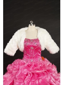 2014 Elegant Rabbit Fur White Long Sleeves Wraps