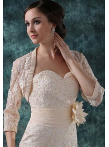 3/4 Sleeveless Lace Jacket in Champane