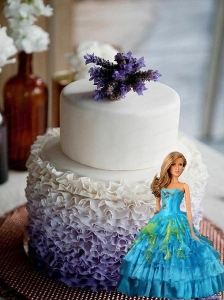 Blue Quinceanera Dress For Quinceanera Doll With Beading And Ruffled Layers