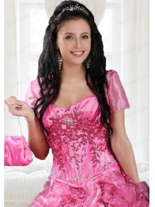 Elegant Hot Pink Open Front Quinceanera Jacket  for Special Occasion