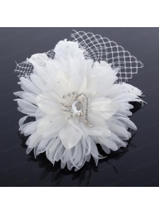 Elegant White Taffeta/Tulle Wedding Fascinators Hair Flower