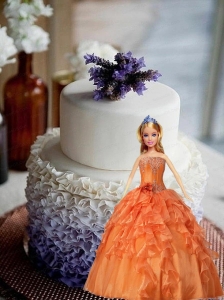 Orange Red Quinceanera Doll Dress With Appliques And Hand Made Followers