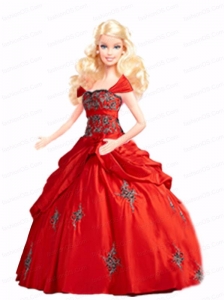 Red Quinceanera Doll Dress With Appliques And Pick-ups