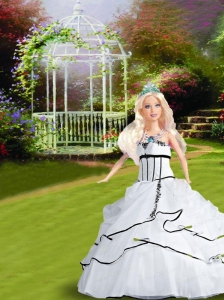 White Quinceanera Dress For Quinceanera Doll With Appliques