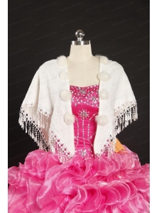 2014 White Open Front Shawls with Button