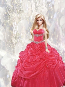 Beading And Pick-ups Quinceanera Dress For Quinceanera Doll In Red