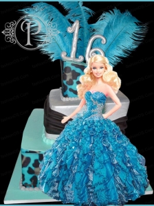 Beading And Ruffles Quinceanera Dress For Quinceanera Doll In Blue