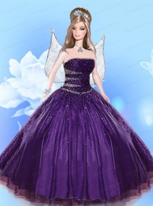 Beading Quinceanera Dress For Quinceanera Doll In Dark Purple