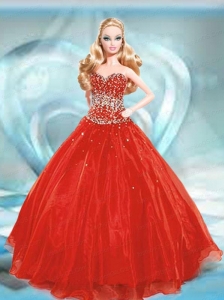 Beading Quinceanera Dress For Quinceanera Doll In Red