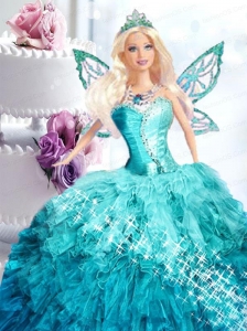 Blue Dress For Quinceanera Doll With Appliques On Quinceanera Party