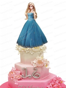 Blue Quinceanera Dress For Quinceanera Doll With Appliques