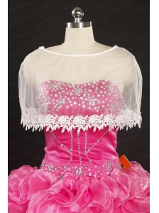 Cheap White Scoop Organza Shawls with Lace