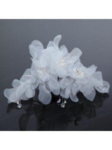 Imitation Pearls Organza Fascinators Pink Hair Flower