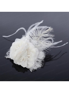Lovely Lace Feather and Lace Outdoor Fascinators with Imitation Pearls