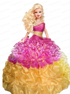 Multi-color Quinceanera Doll Dress With Beading And Pick-ups