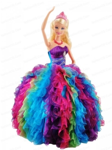 Muti-color Quinceanera Dress For Quinceanera Doll With Ruffles