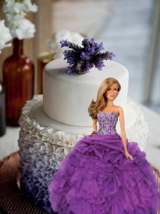 Purple Dress Made To Fit The Quinceanera Doll With Appliques And Ruffles