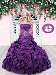 Purple Quinceanera Dress For Quinceanera Doll With Pick-ups And Beading