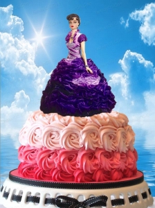 Purple Quinceanera Dress For Quinceanera Doll With Pick-ups And Beading