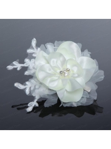 Tulle and Lace Wedding Fascinators with Imitation Pearls
