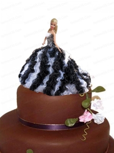 White And Black Quinceanera Dress For Quinceanera Doll With Ruffles