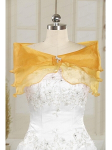 2014 Elegant Organza Beading Shawls for Gold