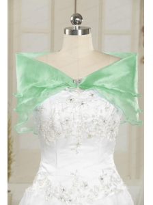 Beautiful Organza Beading Apple Green Shawls for 2014
