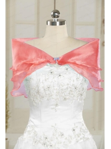 Formal Organza Watermelon Shawls with Beading