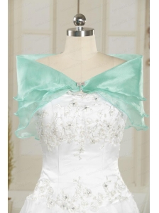 Ice Blue Organza Beading Shawls for Wedding