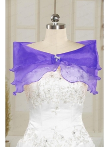 Organza Beading Purple Cheap Prom Shawls
