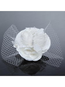 Cheap White Rhinestone Feather Imitation Pearls Hat Hair Ornament