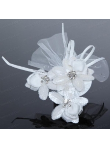 Tulle White Hair Flower with Rhinestone for Wedding