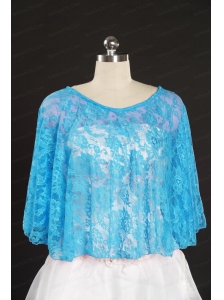 Fashionable Beading Lace Wraps in Aqua Blue