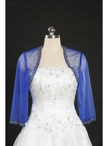 2014 Discount Royal Blue Long Sleeves Wraps with Beading
