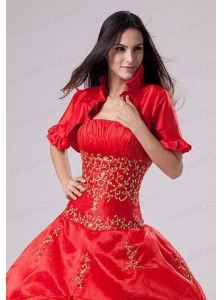 2015 Most Popular Open Front Short Sleeves Quinceanera Jacket in Red